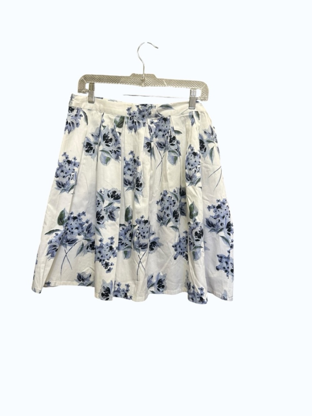 Le Chateau Floral A-Line Pleated Skirt - Blue & White - Size 16 - Picture 4 of 5